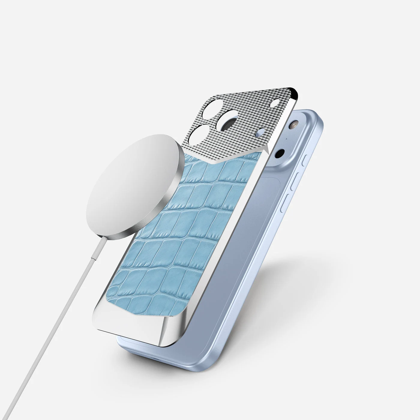 iPhone 18 EV Magnetic Shield &mdash; Light Blue Alligator view 8